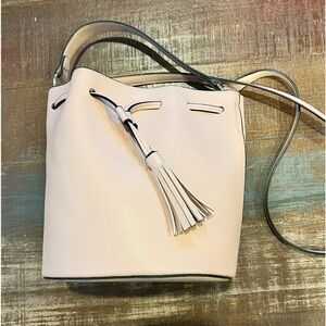 Blush pink bucket bag